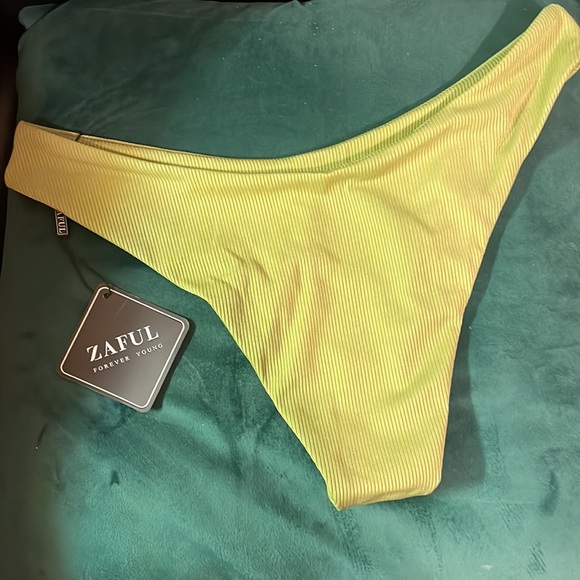 •ZAFUL•NWT LIME GREEN RIBBED HIGH LEG BIKINI BOTTOMS SIZE MEDIUM - Picture 5 of 7